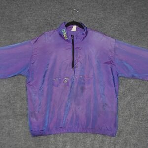 Vintage 70s Oakley Windbreaker Jacket Men XL Purple Mega Pullover Quarter Zip